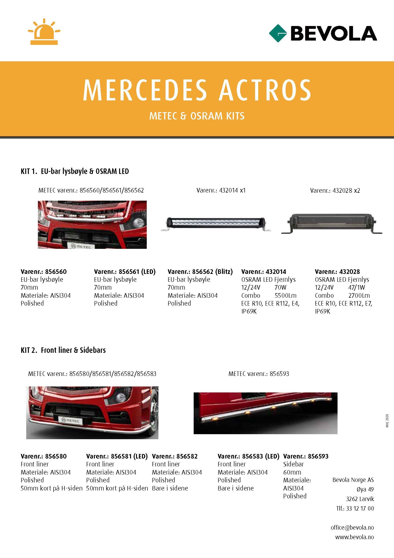 METEC + OSRAM KITS MERCEDES ACTROS