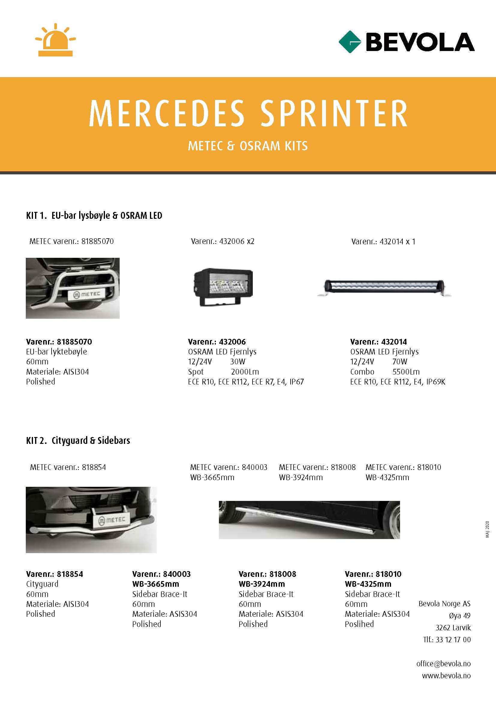 METEC + OSRAM KITS MERCEDES SPRINTER