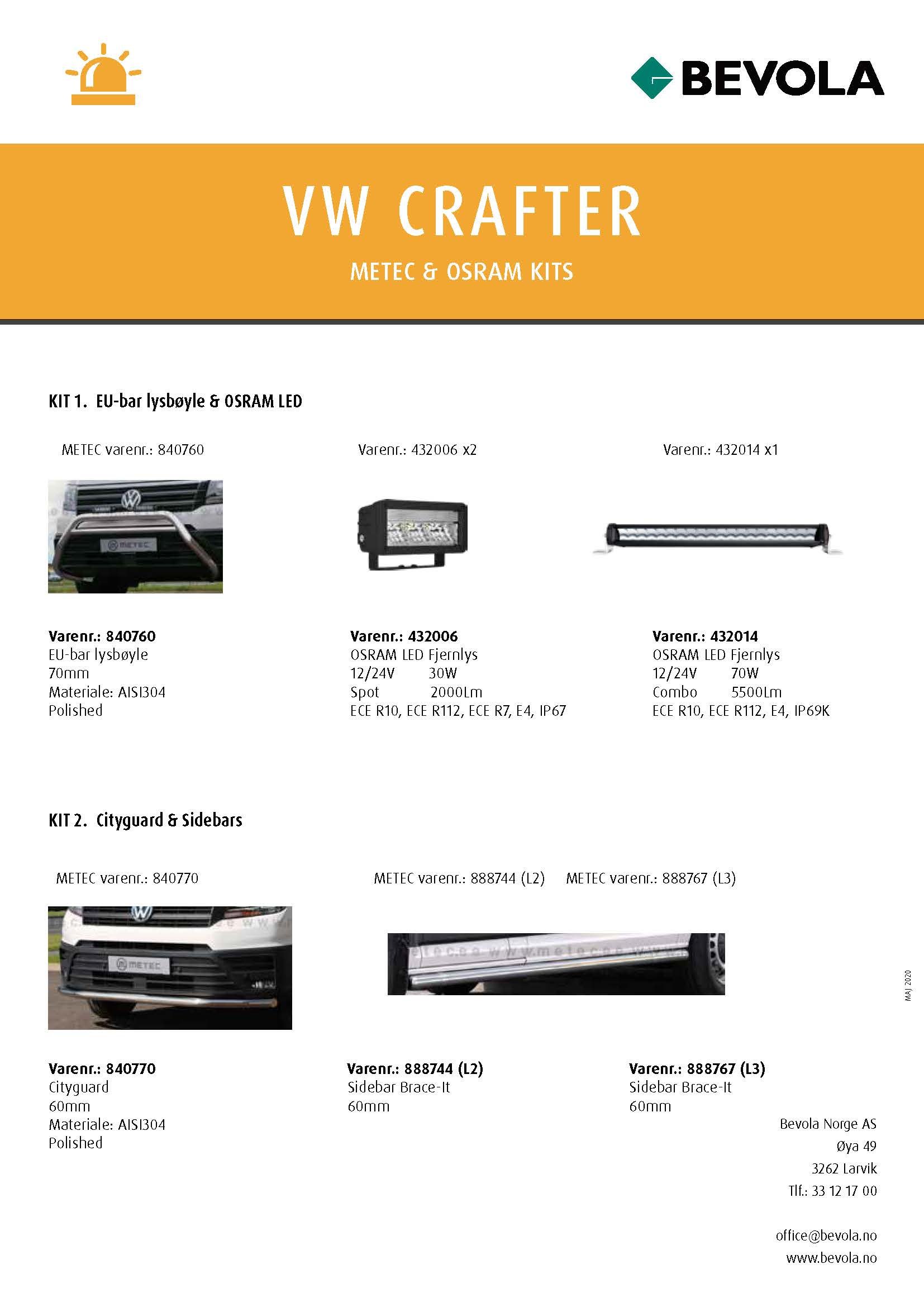 METEC + OSRAM KITS VW-CRAFTER